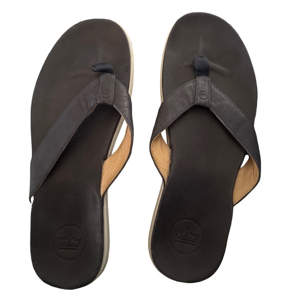 Peter Millar Black and Tan Flip-Flops